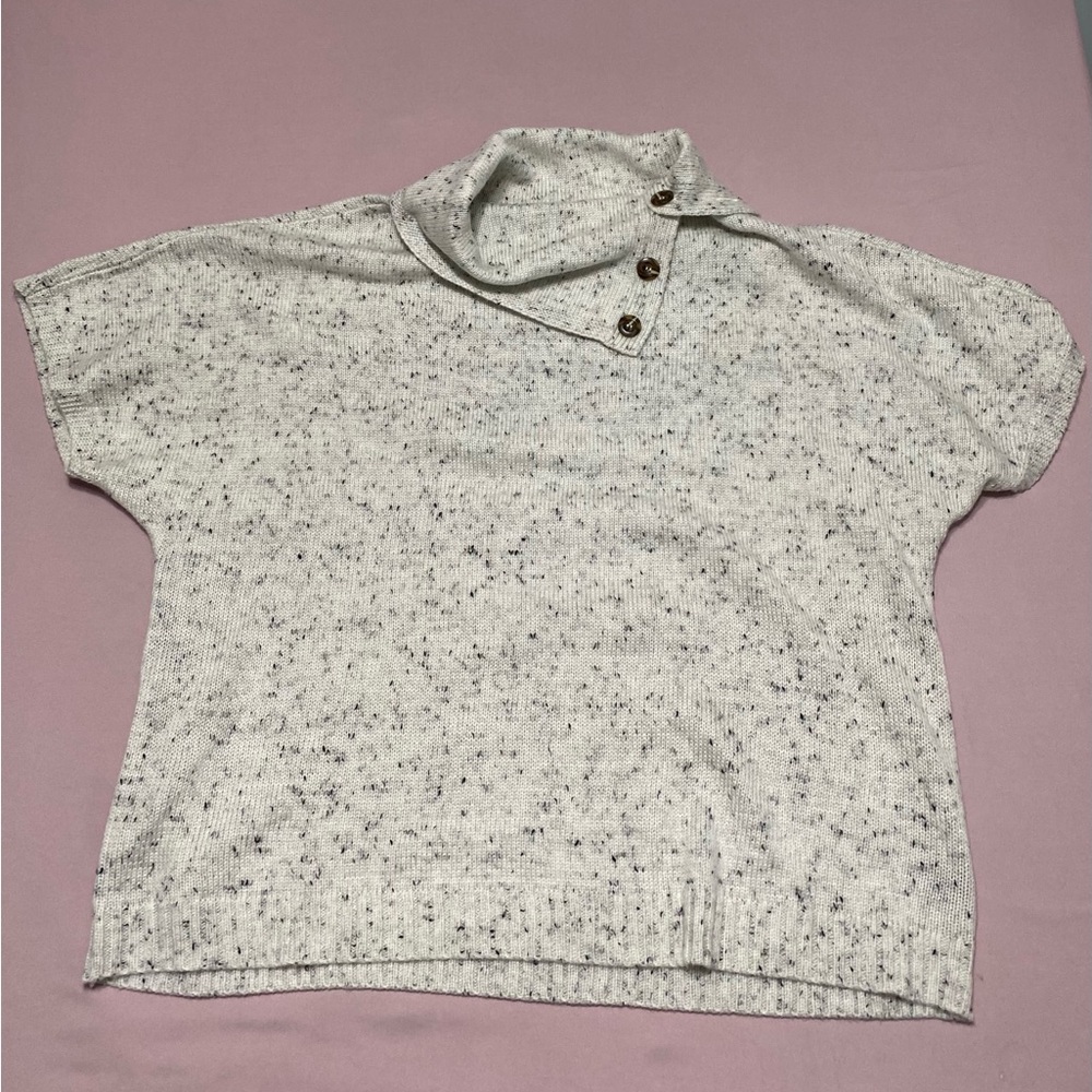 Lane Bryant Speckled Cowl Neck Sweater - Button Detail & Dolman Sleeve - 2x